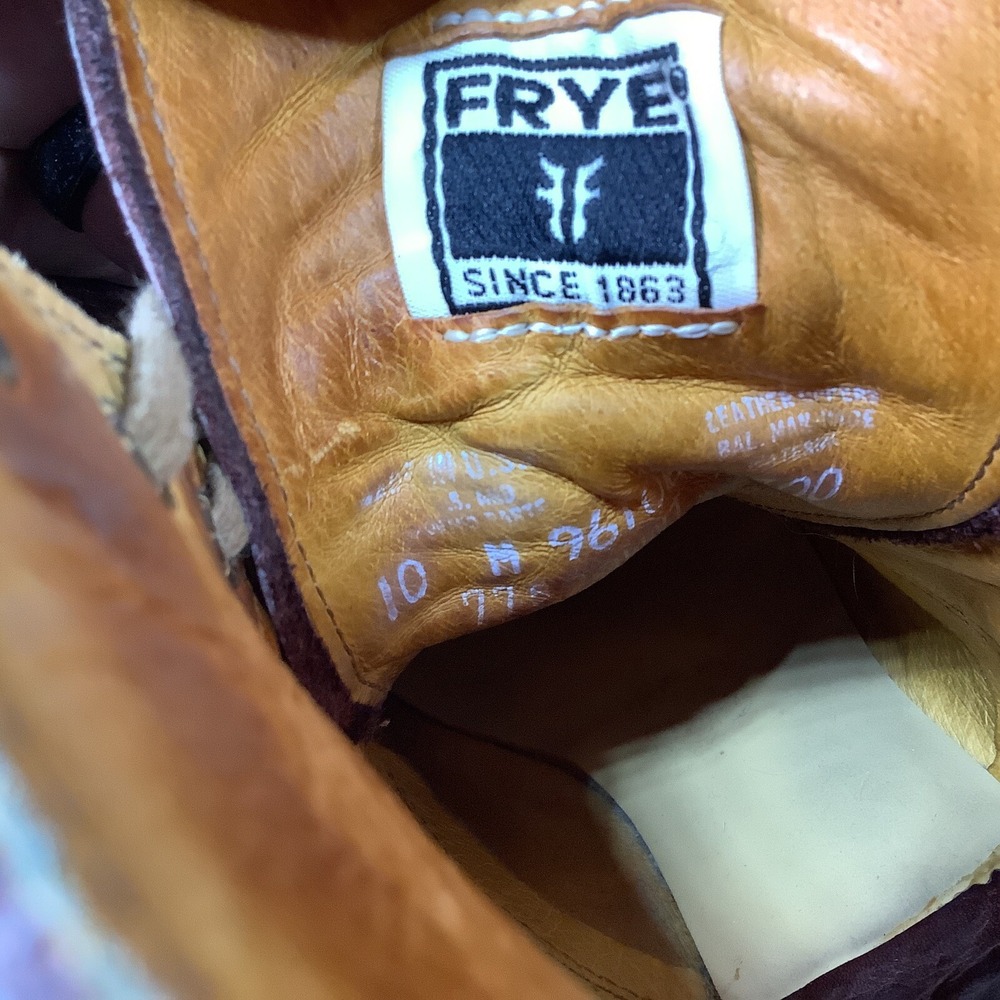 RARE Frye Sabrina 6G Boots Womens Lace Up Brown Marbled Combat Vintage Size 10 M - Picture 14 of 14